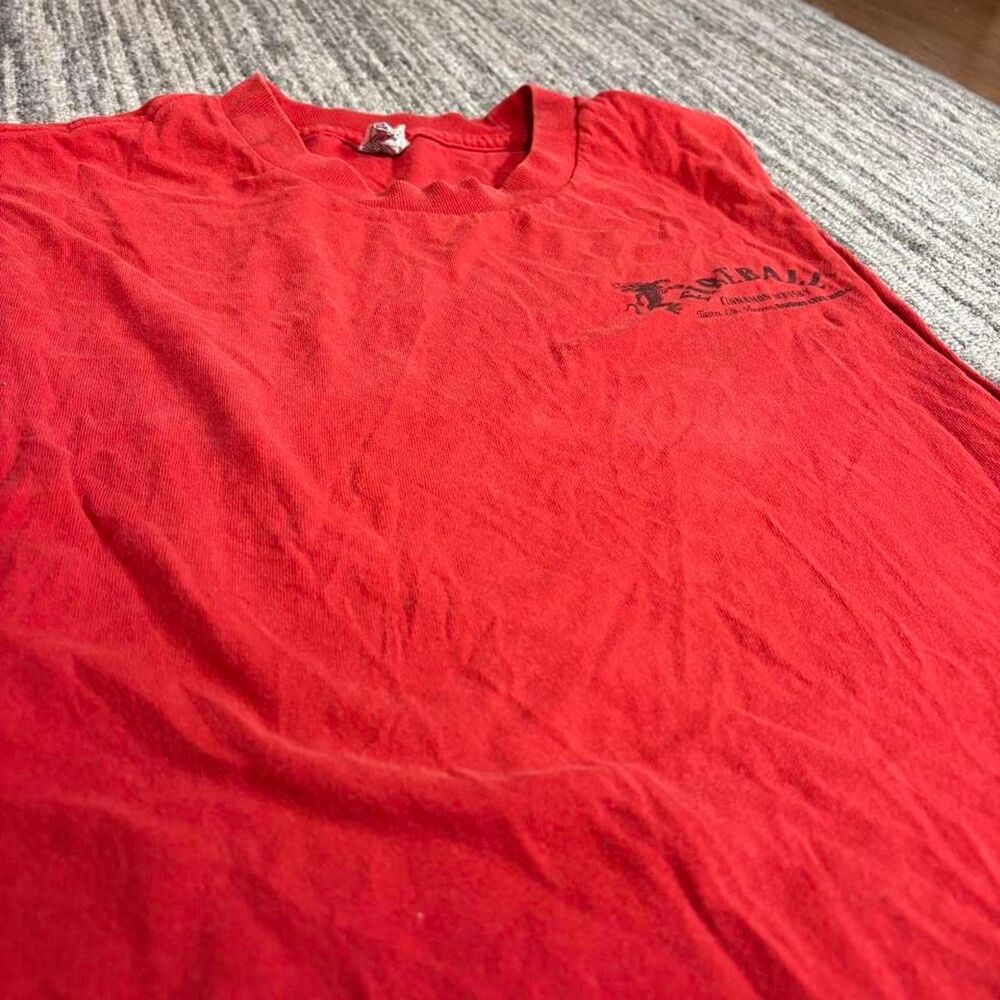 Super tuff Fireball cutoff Alstyle Men's Red T-shirt